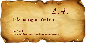 Lőwinger Anina névjegykártya